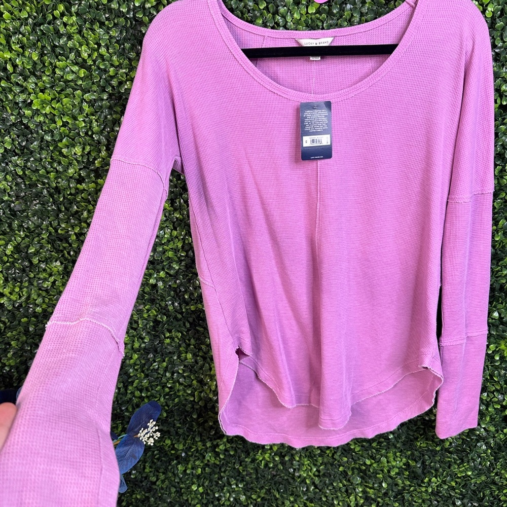 Lucky Brand‎ over sized waffle knit Pink long Sleeve NWT